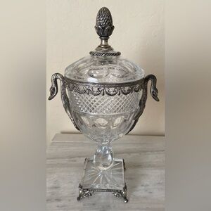 Cut-Crystal and Silver 19th Century Candy Dish